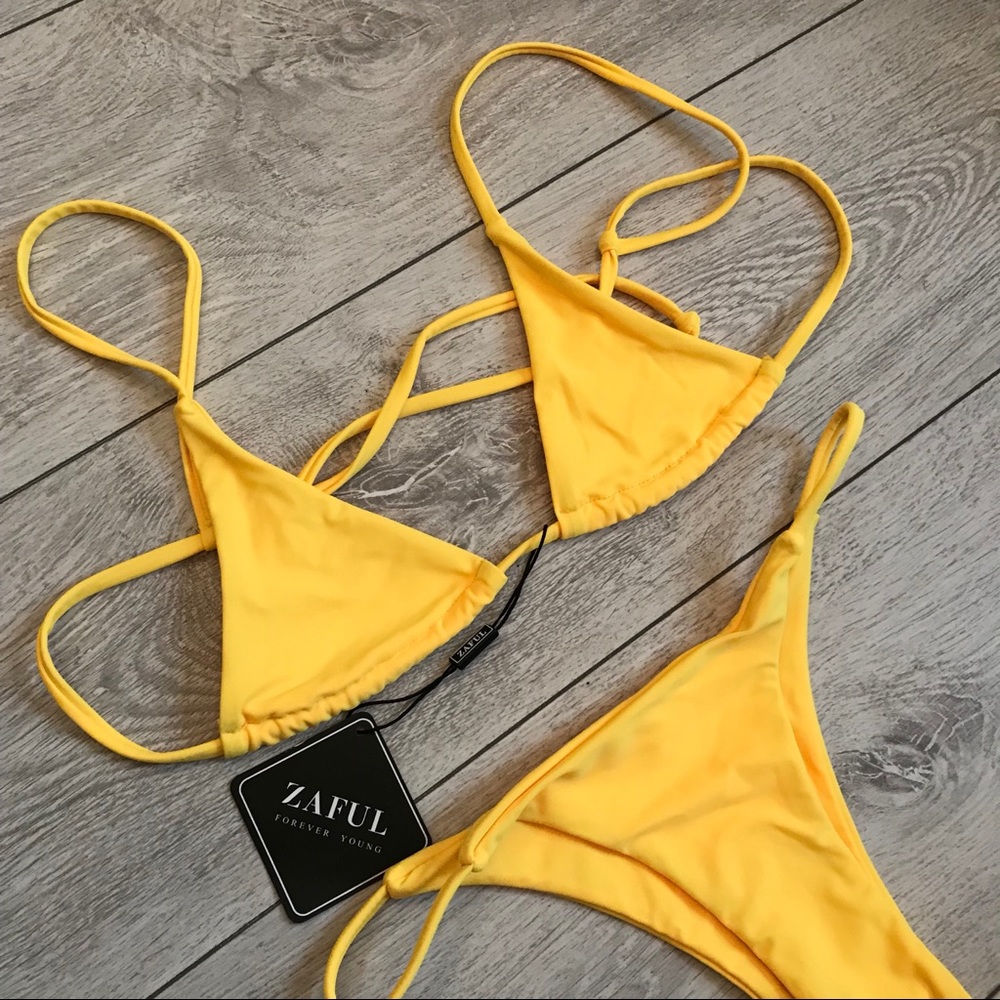 SHEIN BRIGHT YELLOW TRIANGLE BIKINI